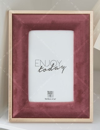 Khung ảnh để bàn 10x15cm - Viền vải nhung đỏ mận Hàn Quốc KH105 TT1967