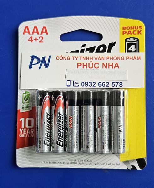 Pin Energizer Max AAA 3A 1.5V E92 BP4+2 (6 viên/ vỉ) (12)