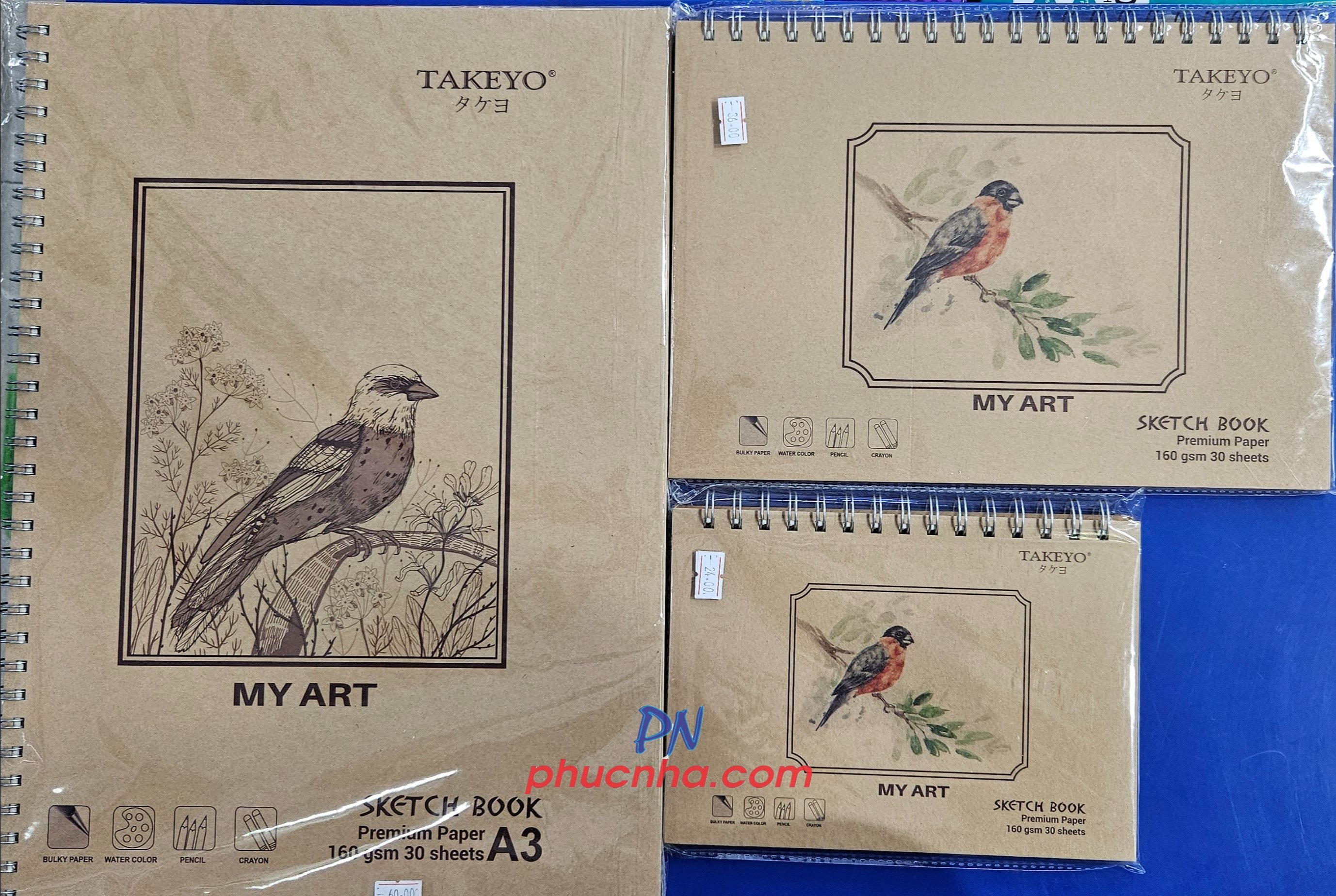 Sổ vẽ lò xo Takeyo My Art sketch book 30 tờ 160gsm A3 8764/ A4 8672/ A5 8670/ A6 8669