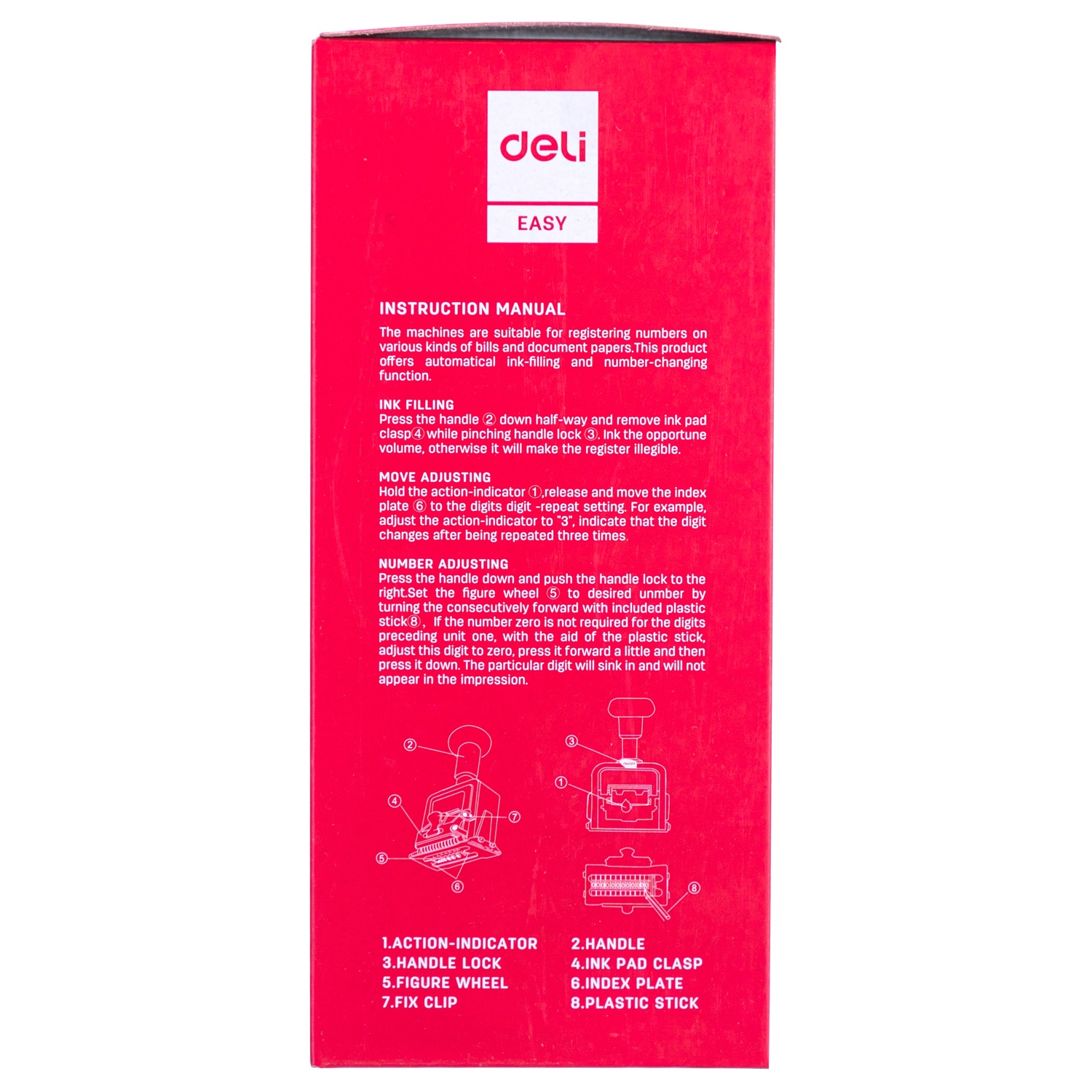 Dấu số nhảy tự động 8 số cao 5mm Deli 7508