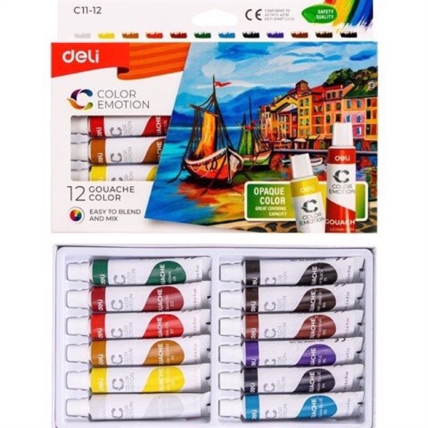 Màu nước Gouache dạng tuýp 12ml Deli C11 5 màu/ 12 màu/ 24 màu