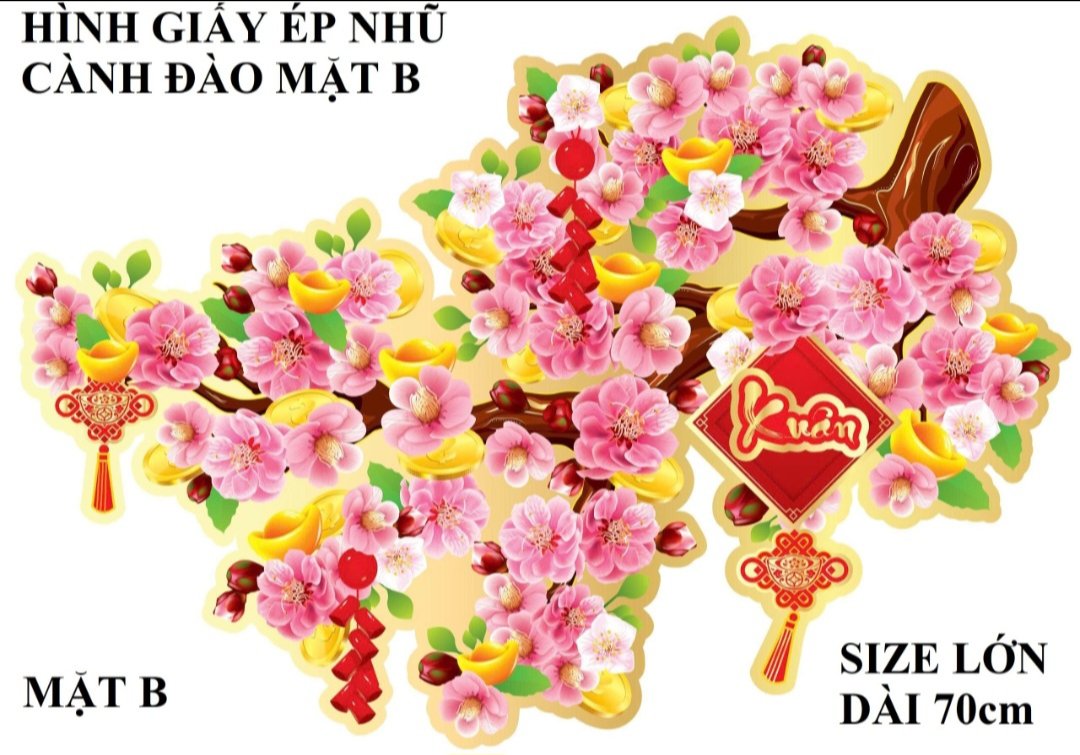 Hình giấy ép nhũ dán cửa trang trí Tết