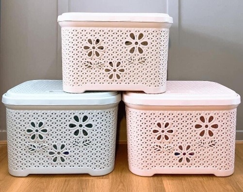 Giỏ nhựa hoa có nắp Việt Nhật 5158 (45x33x29cm)
