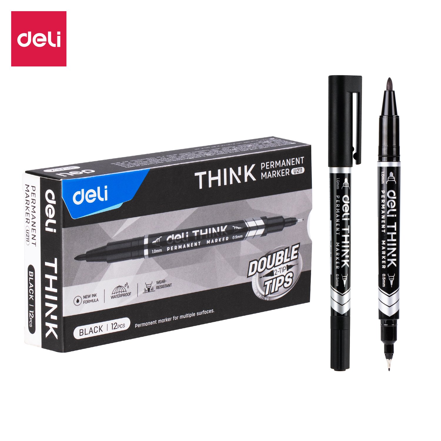 Bút lông dầu 2 đầu Deli U211