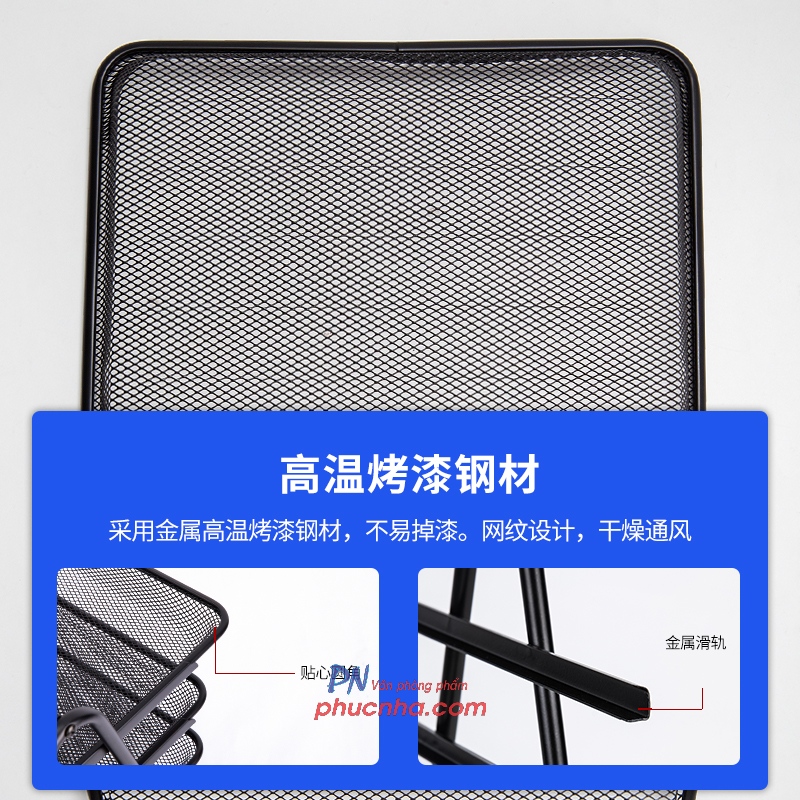 Kệ hồ sơ 3 tầng lưới sắt A4 Deli 9181