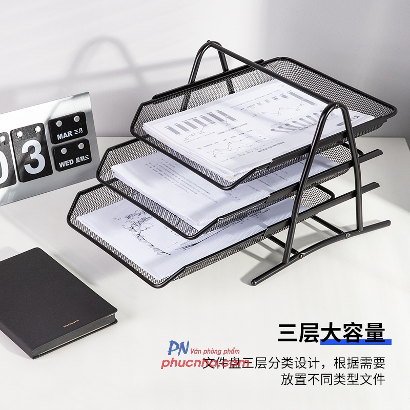 Kệ hồ sơ 3 tầng lưới sắt A4 Deli 9181