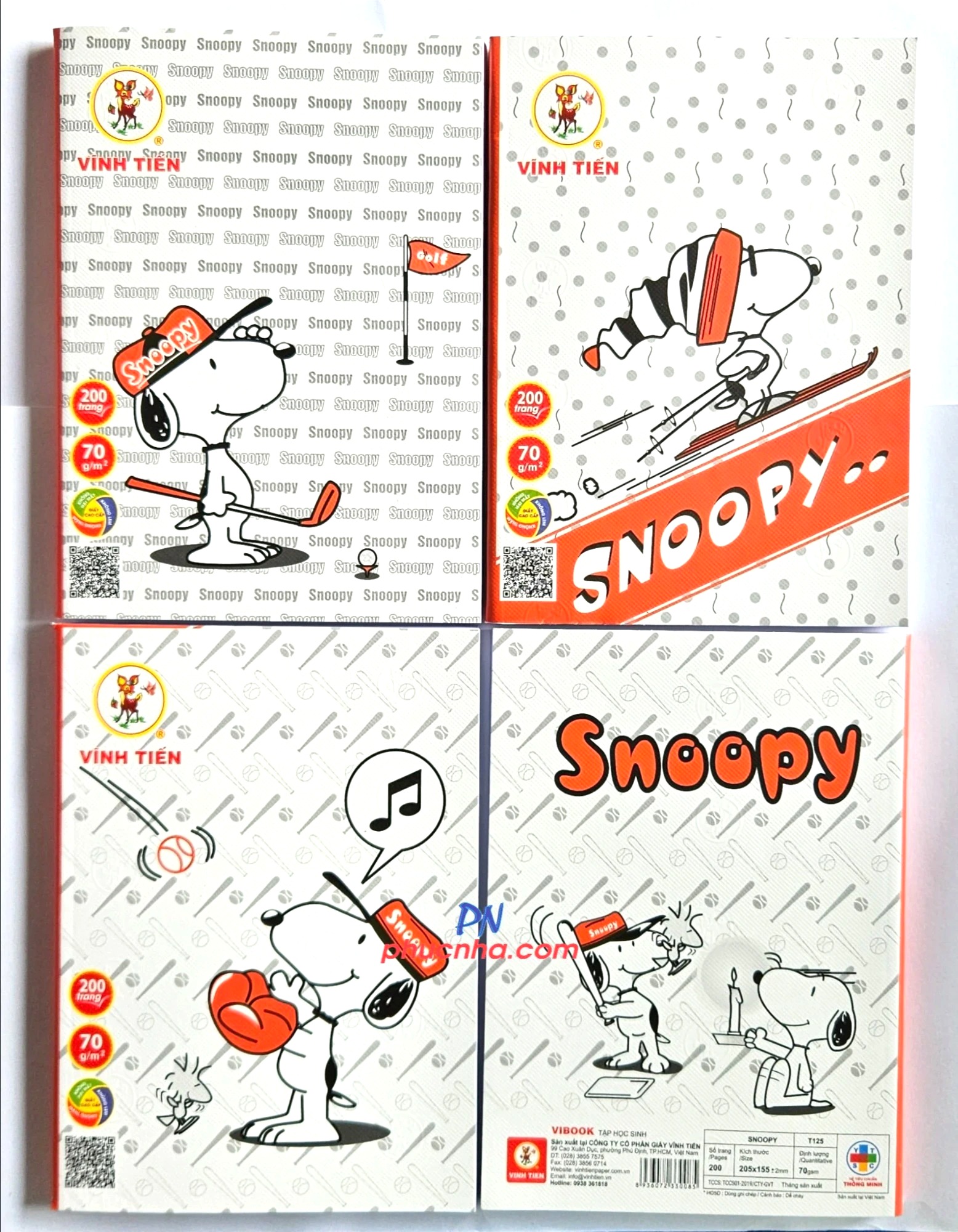 Tập HS Vĩnh Tiến Vibook Snoopy 200 trang 70gsm A5 4 ô ly (5/50)