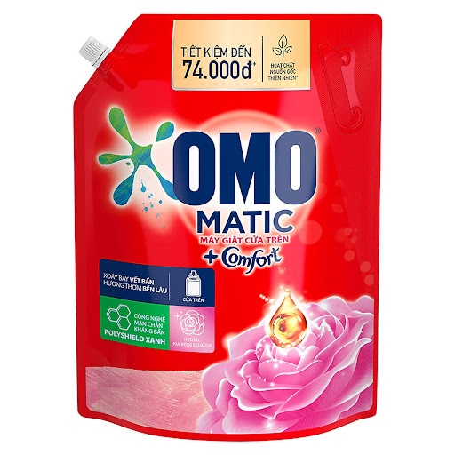 Nước giặt OMO Tinh Dầu Thơm Hoa hồng Eduador 3.6kg (4 bịch/ thùng)