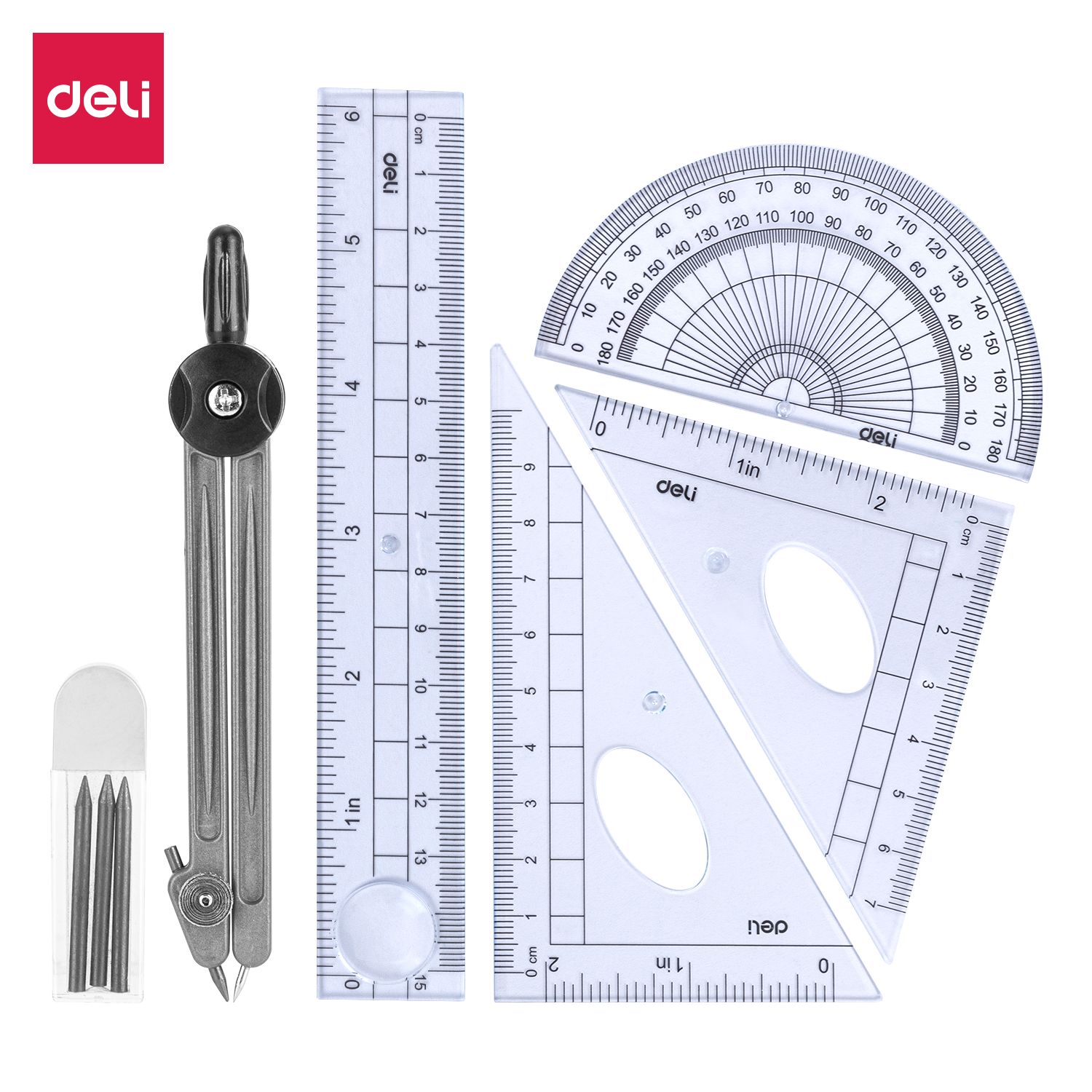 Bộ dụng cụ HS 6 món Hộp nhựa Deli 9609