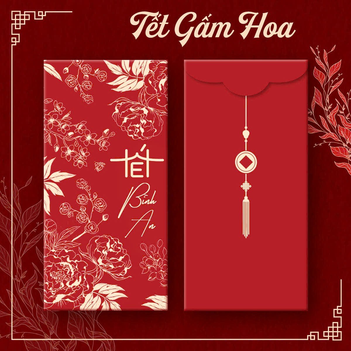 Bao lì xì Tết gấm hoa 8x16cm (10 cái/ túi/ 5 mẫu)