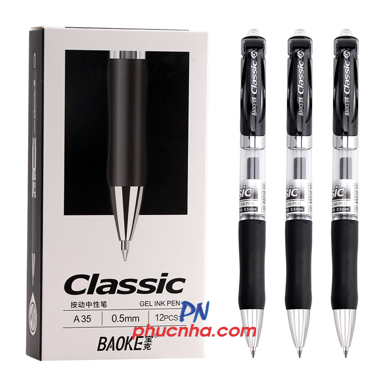 Bút gel bấm Baoke A35 classic 0.5mm (12)