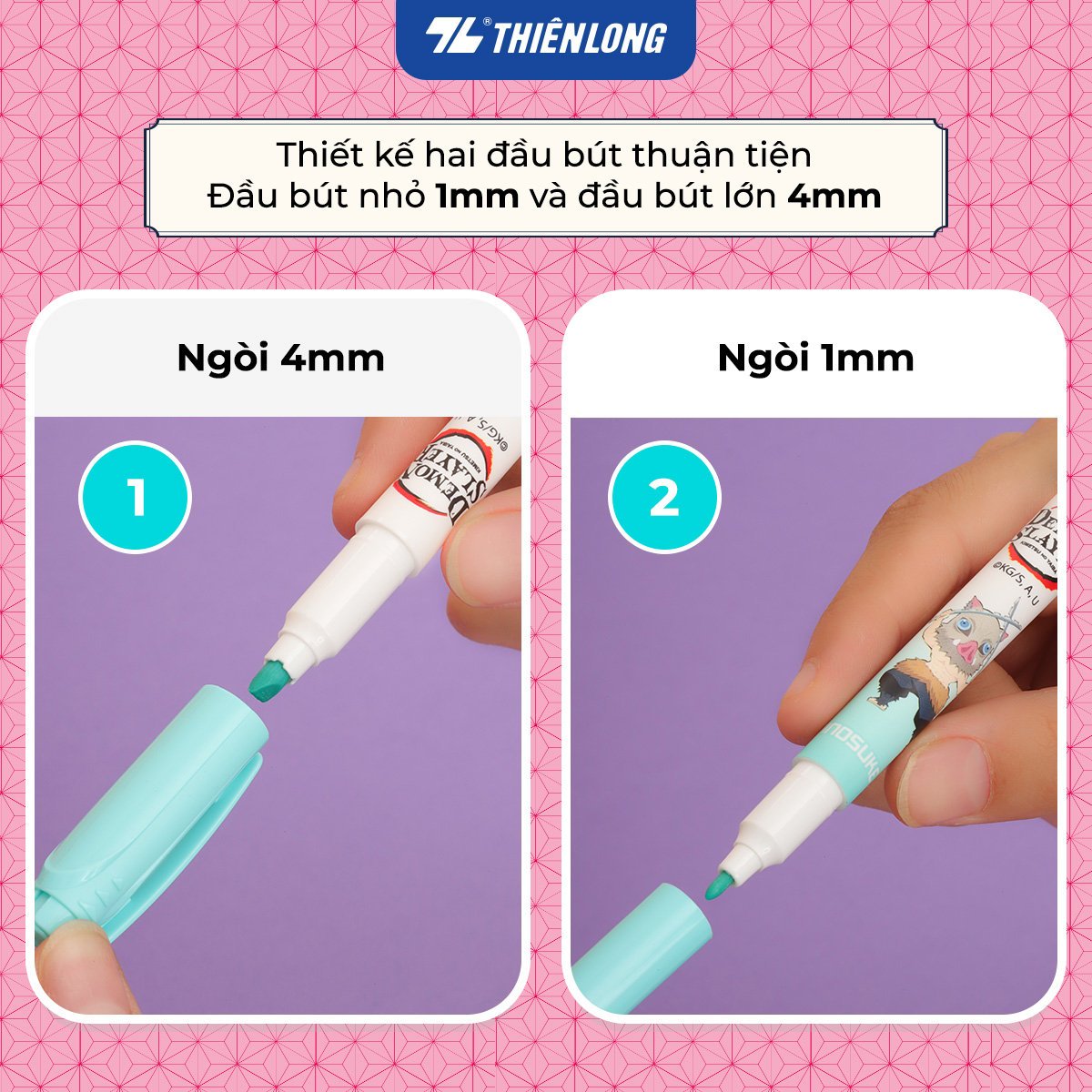 Bút dạ quang pastel Thiên Long HL-019/DS Demon slayer bộ 5 màu