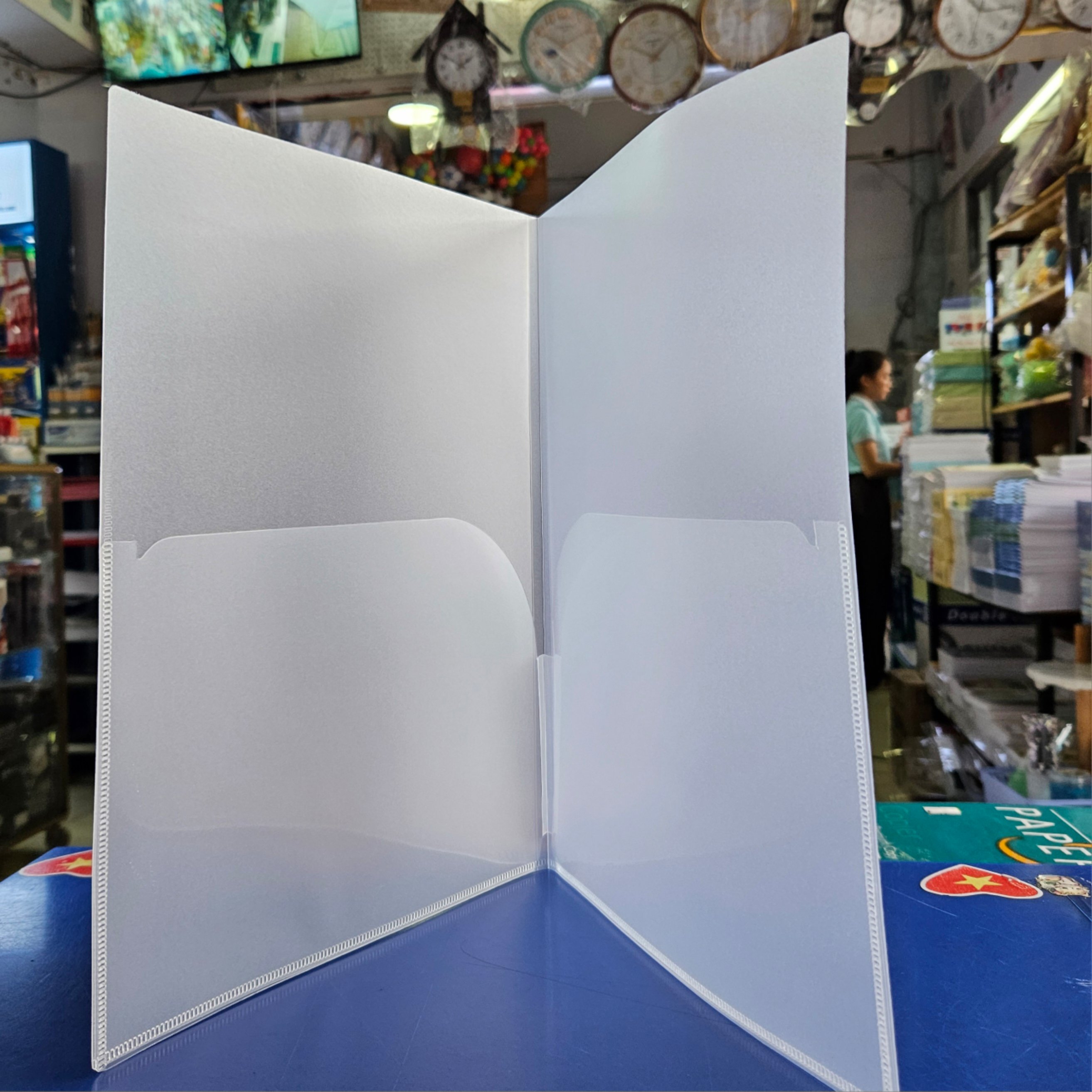 Bìa bướm, file 2 túi cạnh nhựa A4 LD dày (12)