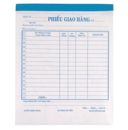 Phiếu giao hàng A5 16x20cm 1 liên (10 quyển/ lốc)