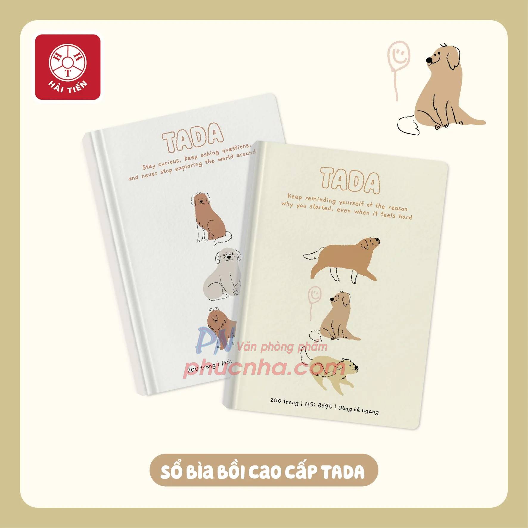 Sổ bìa cứng Hải Tiến Tada 6 8717 150x210mm 80gsm 200 trang kẻ ngang giấy trắng ngà (52)