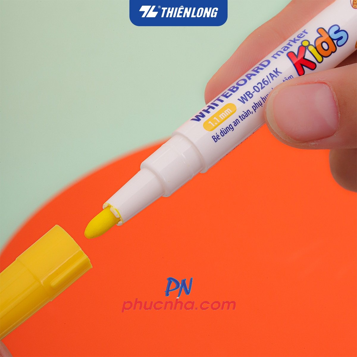 Bút lông bảng Thiên Long WB-026 AK cây nhỏ nét 1.1mm, hộp 7 màu mực