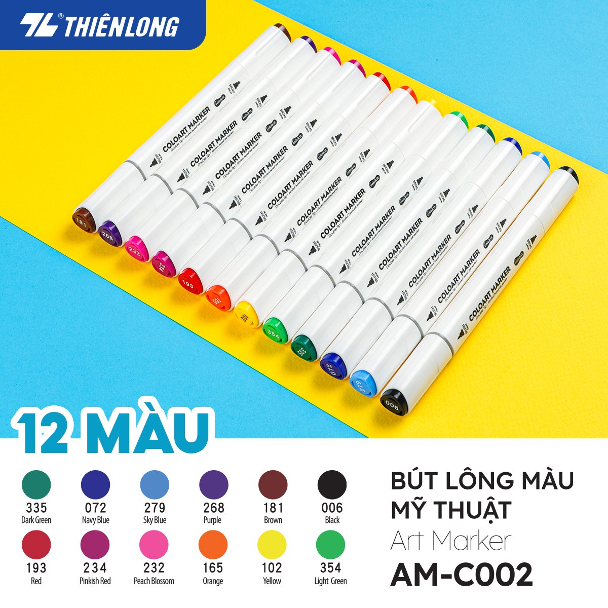 Bút lông màu mỹ thuật (lông dầu) Thiên Long Colokit AM-C002 art marker acrylic 2 đầu