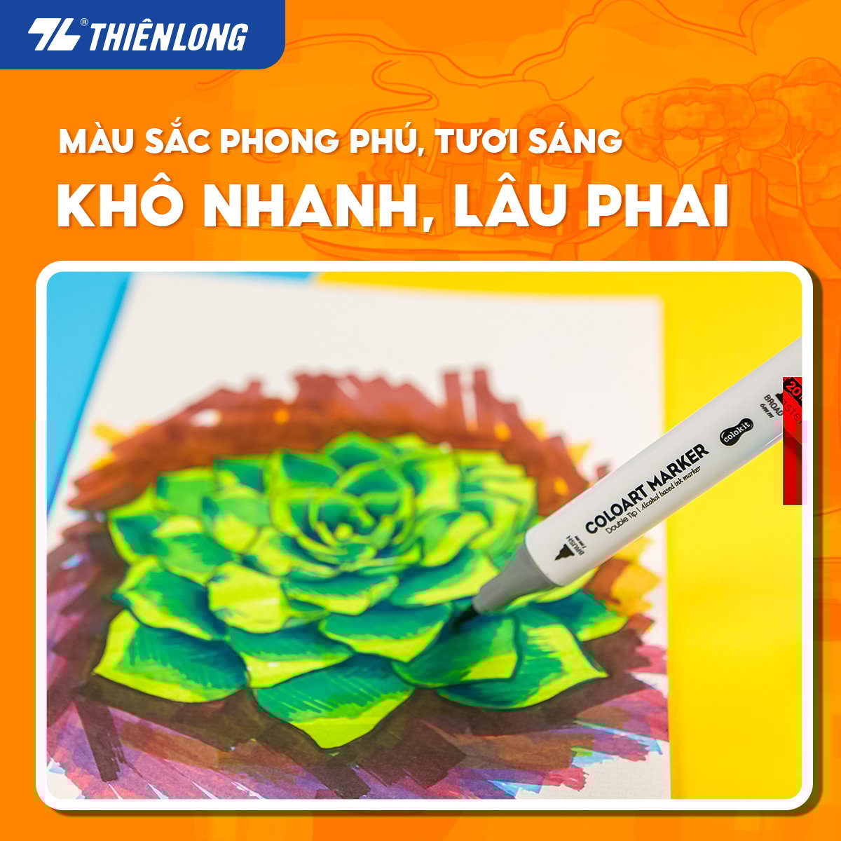 Bút lông màu mỹ thuật (lông dầu) Thiên Long Colokit AM-C002 art marker acrylic 2 đầu