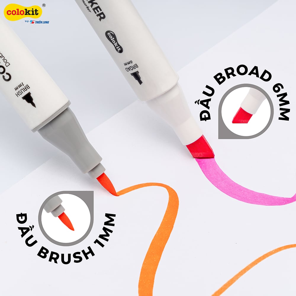 Bút lông màu mỹ thuật (lông dầu) Thiên Long Colokit AM-C002 art marker acrylic 2 đầu