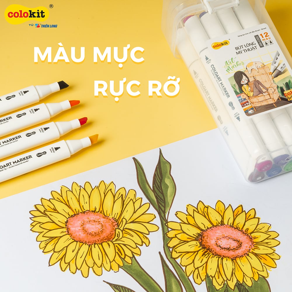 Bút lông màu mỹ thuật (lông dầu) Thiên Long Colokit AM-C002 art marker acrylic 2 đầu