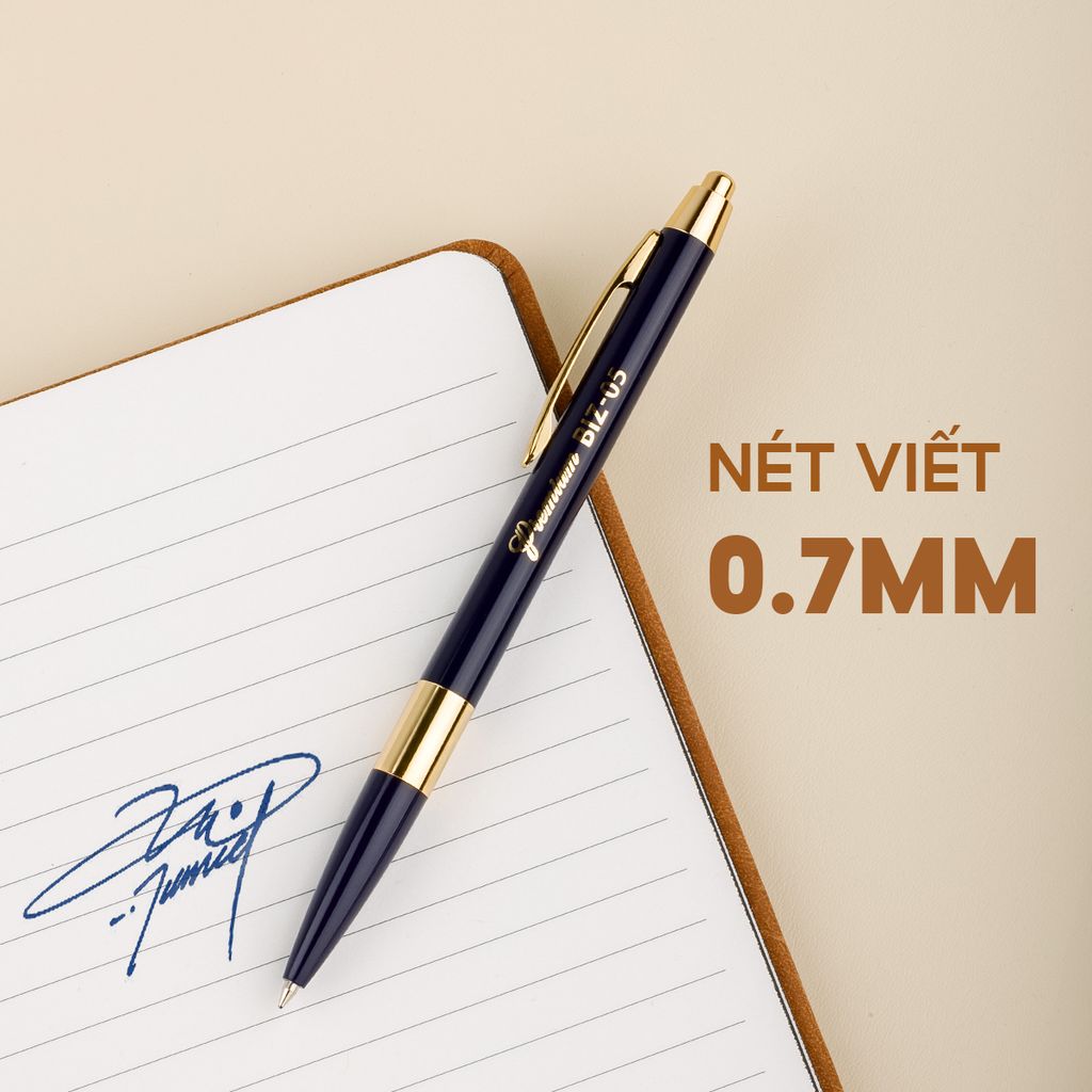 Bút bi Thiên Long Bizner BIZ-05 0.7mm, mực xanh hộp mica