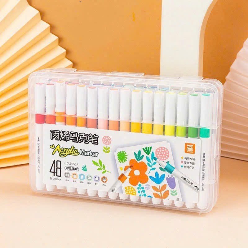Bút lông màu acrylic marker 9053A thân tròn 1 đầu - 12 màu/ 24 màu/ 36màu/ 48màu/ 60màu/ 80màu