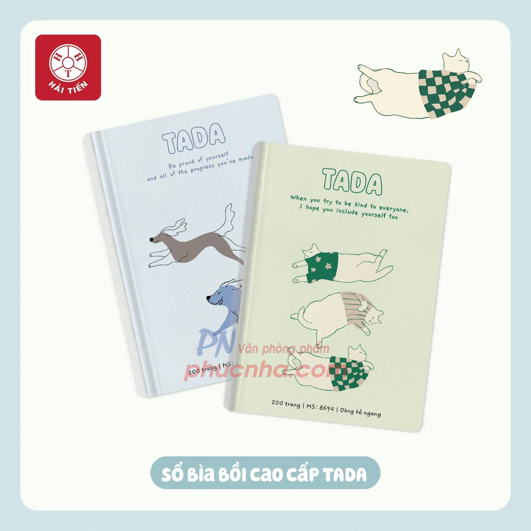 Sổ bìa cứng Hải Tiến Tada 6 8717 150x210mm 80gsm 200 trang kẻ ngang giấy trắng ngà (52)