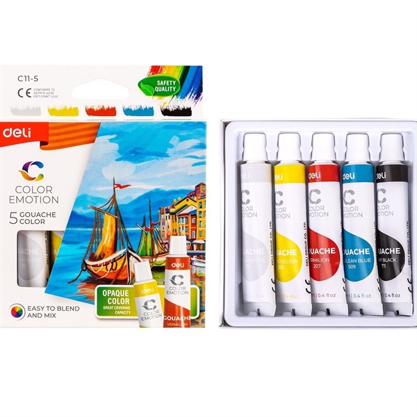 Màu nước Gouache dạng tuýp 12ml Deli C11 5 màu/ 12 màu/ 24 màu