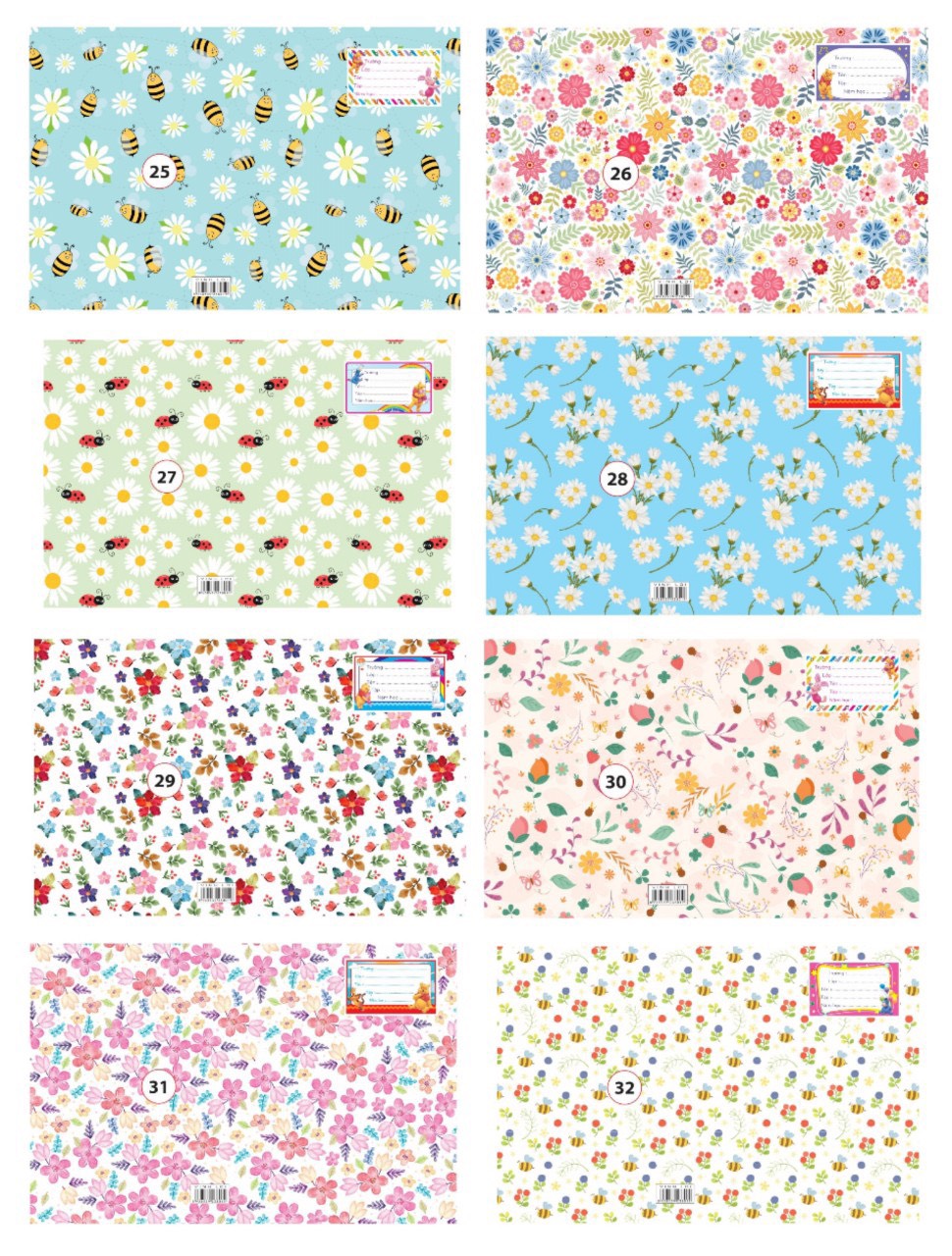 Bìa bao tập học sinh A5 bìa kiếng có lồng giấy in hình cute LV (10 tờ/ mẫu/ xấp) - Giấy bao tập, kính bao tập