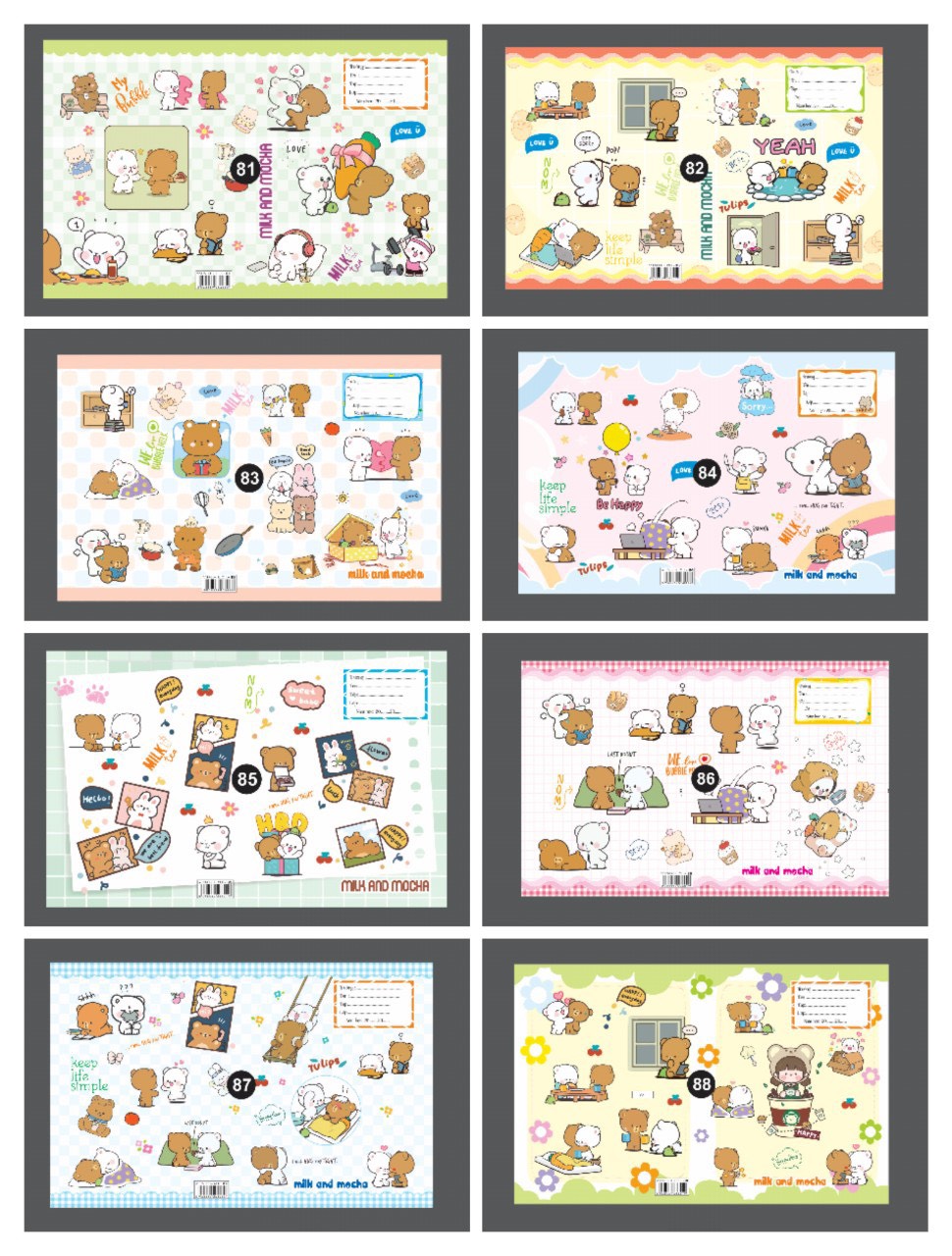 Bìa bao tập học sinh A5 bìa kiếng có lồng giấy in hình cute LV (10 tờ/ mẫu/ xấp) - Giấy bao tập, kính bao tập