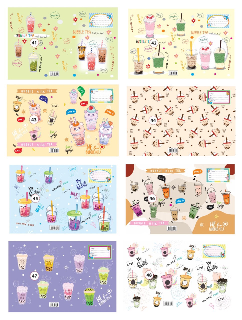 Bìa bao tập học sinh A5 bìa kiếng có lồng giấy in hình cute LV (10 tờ/ mẫu/ xấp) - Giấy bao tập, kính bao tập
