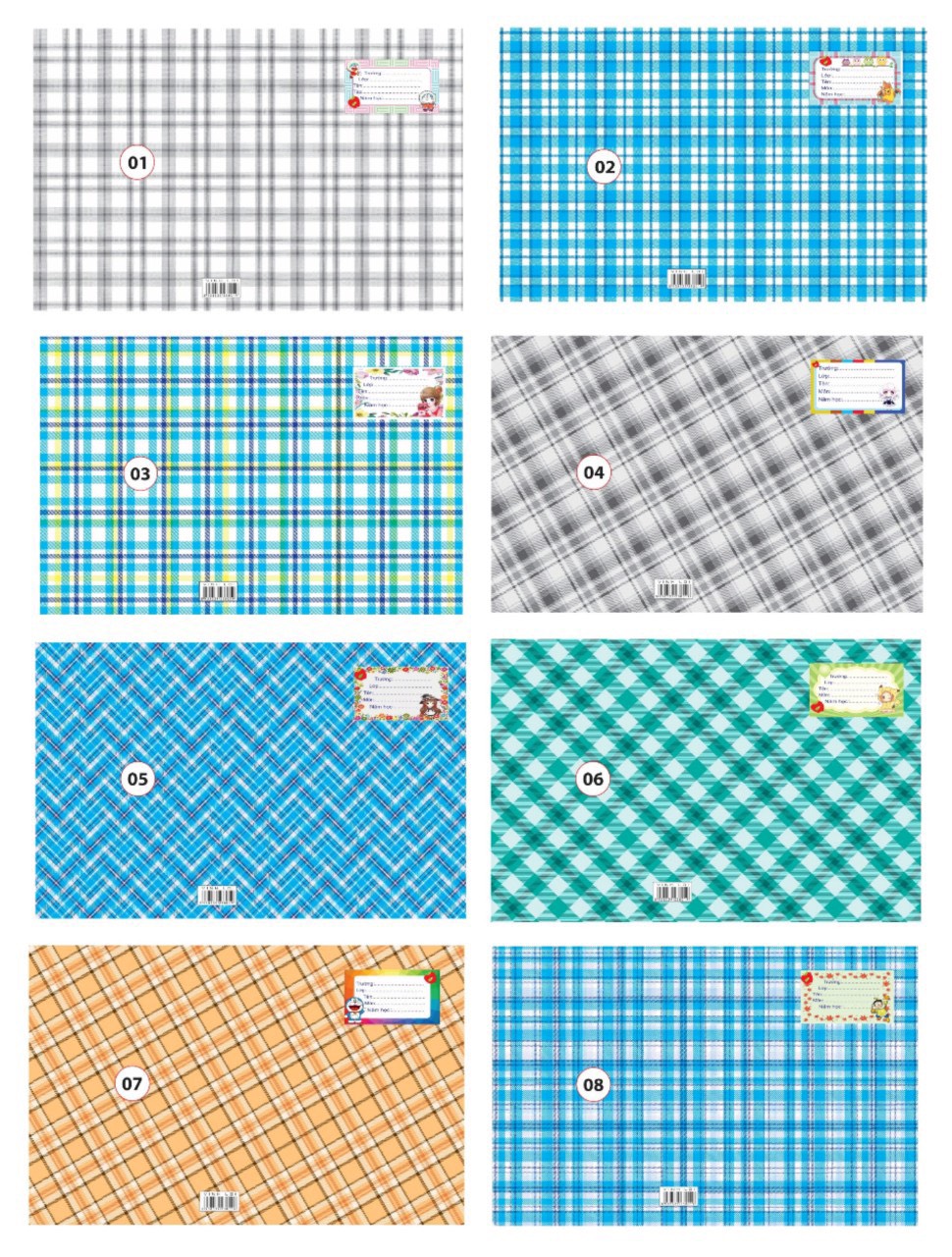 Bìa bao tập học sinh A5 bìa kiếng có lồng giấy in hình cute LV (10 tờ/ mẫu/ xấp) - Giấy bao tập, kính bao tập