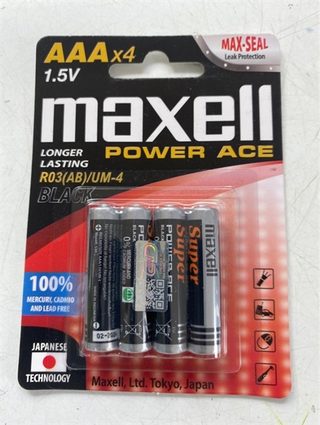 Pin Maxell than AAA 3A 1.5V 4 viên/ vỉ giấy (24)