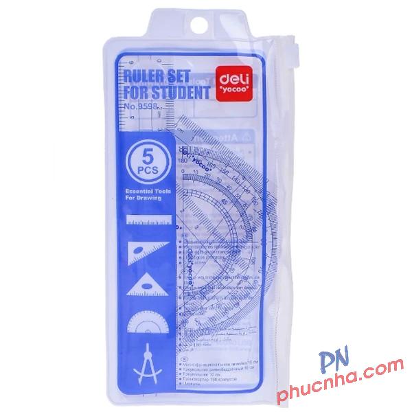Bộ dụng cụ học sinh túi zip Deli 9598 5 món (24)