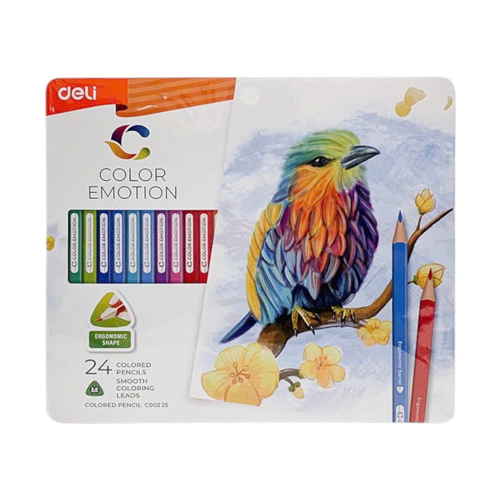 Bút chì màu Deli C00225 24 màu hộp thiếc