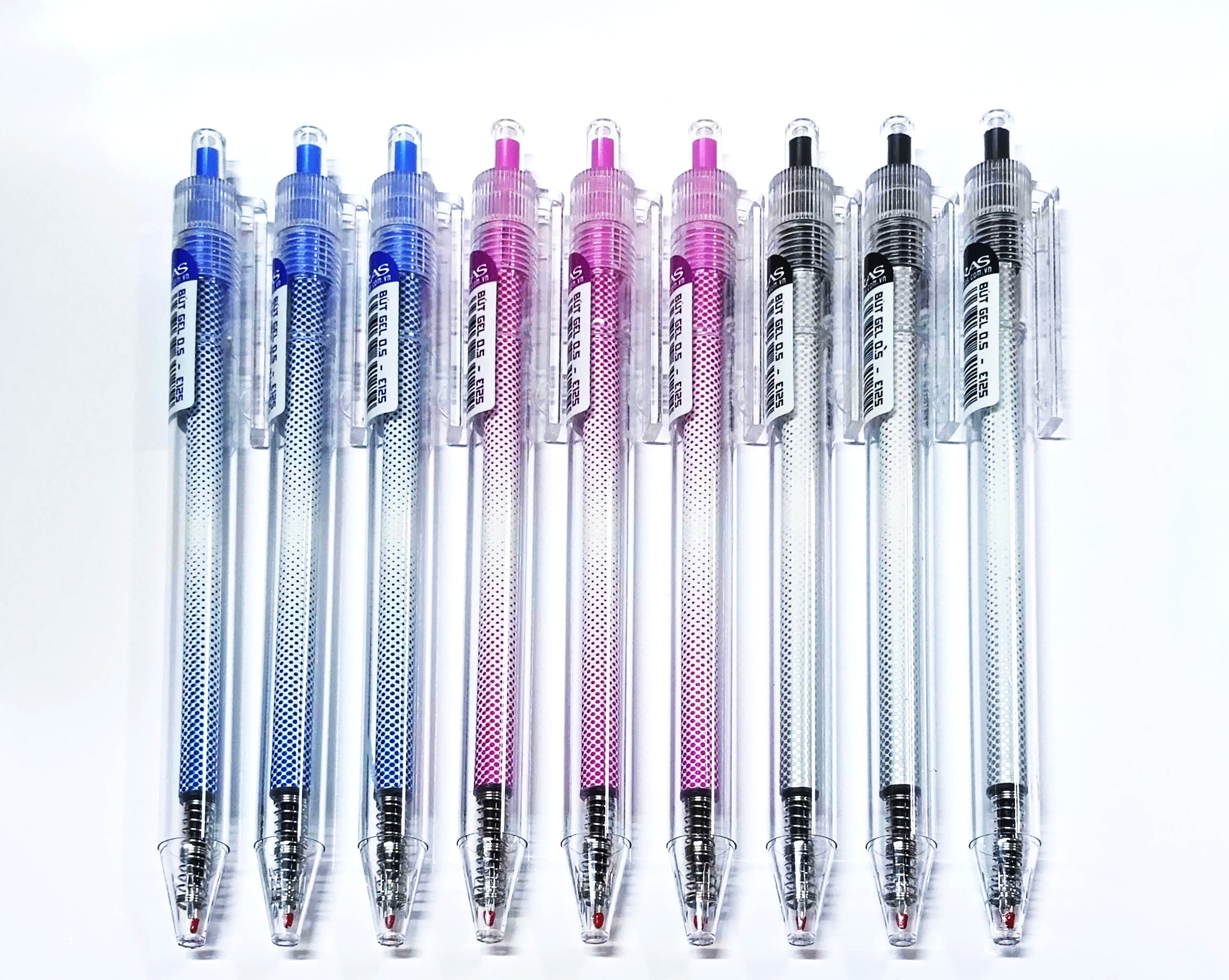 Bút gel bấm Eras E125 mực Xanh/ Tím/ đen 0.5mm (12)