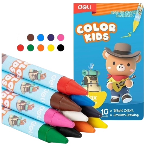 Bút sáp màu Deli C225 hộp giấy gấp
