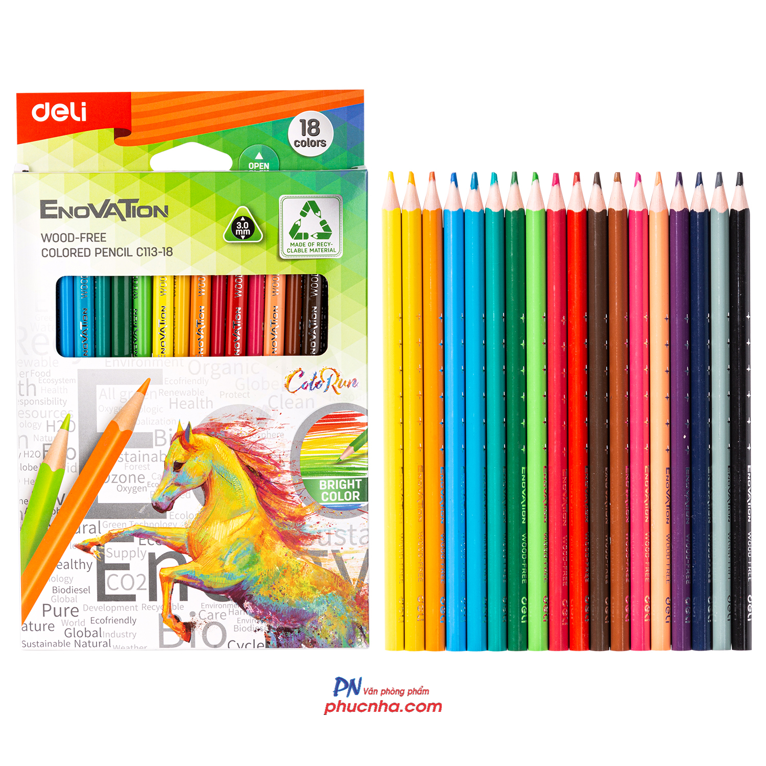 Bút chì màu vỏ nhựa Deli C113 - 12 màu/ 18 màu/ 24 màu