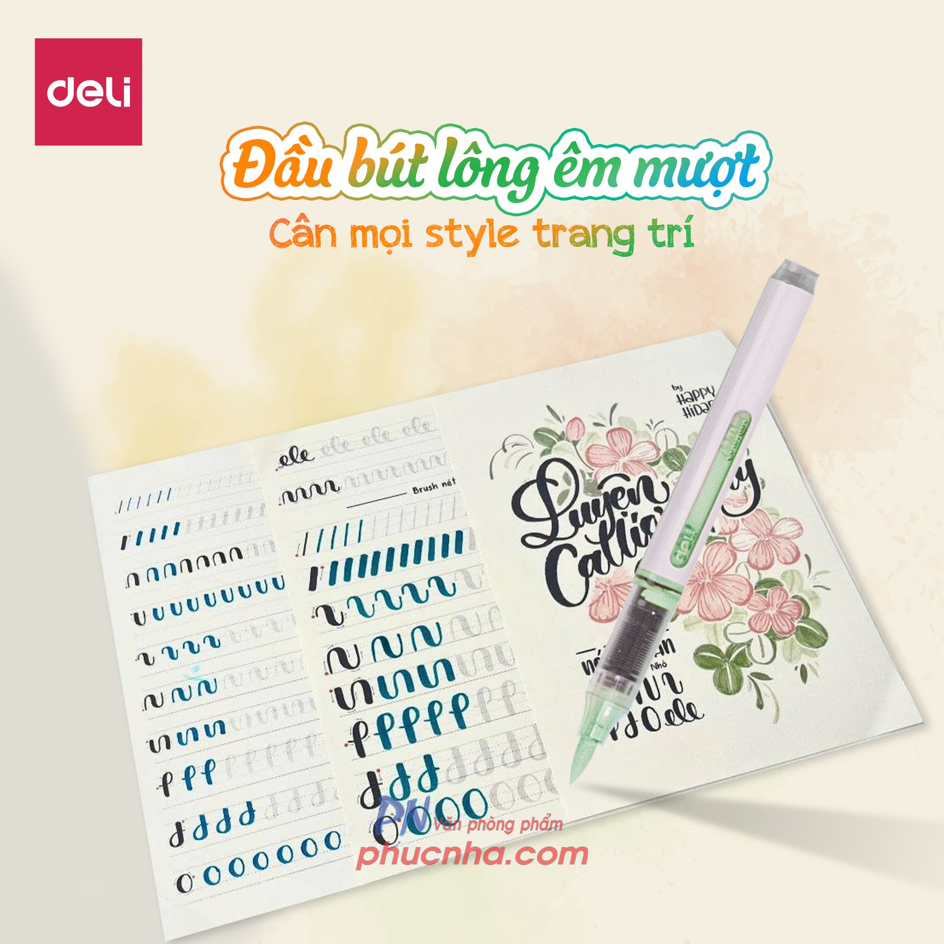 Bút lông màu marker acrylic Deli C199 1 đầu brush mực lỏng - 12 màu/ 24 màu/ 36 màu/ 48 màu