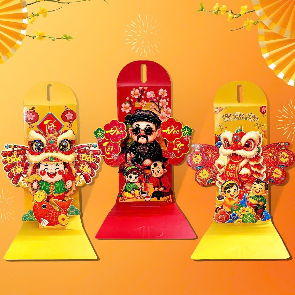 Bao lì xì 3D 1 ngăn 9x18cm (túi 1 cái)