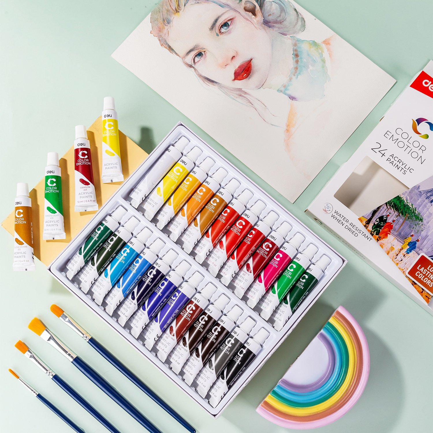 Màu nước Gouache dạng tuýp 12ml Deli C11 5 màu/ 12 màu/ 24 màu