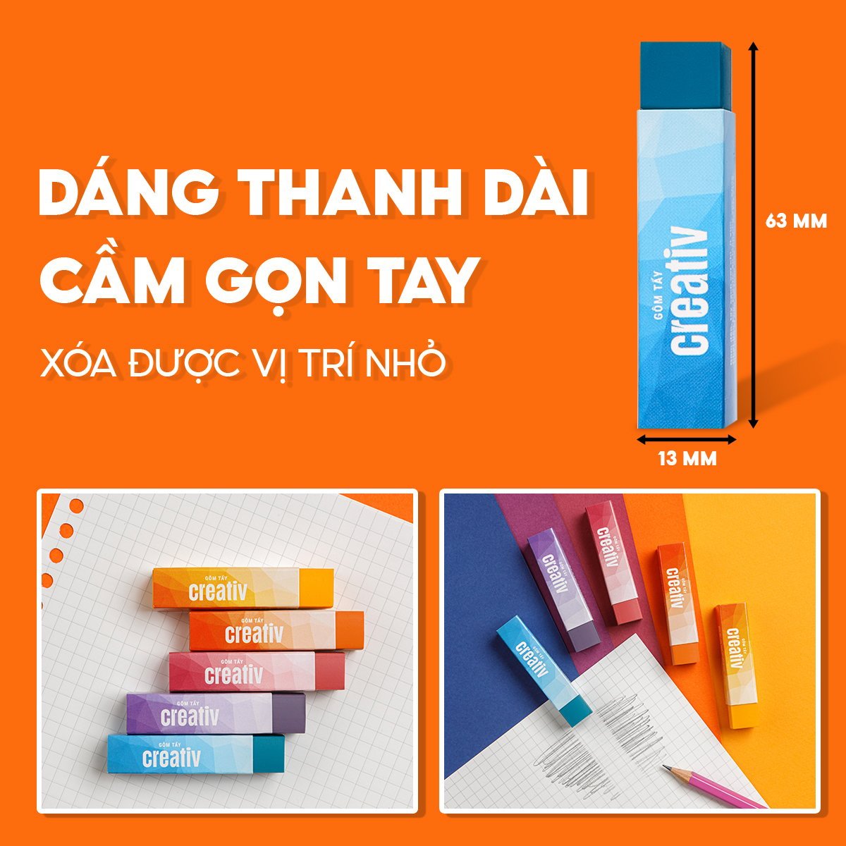 Gôm tẩy Thiên Long E-031 5 màu (30)