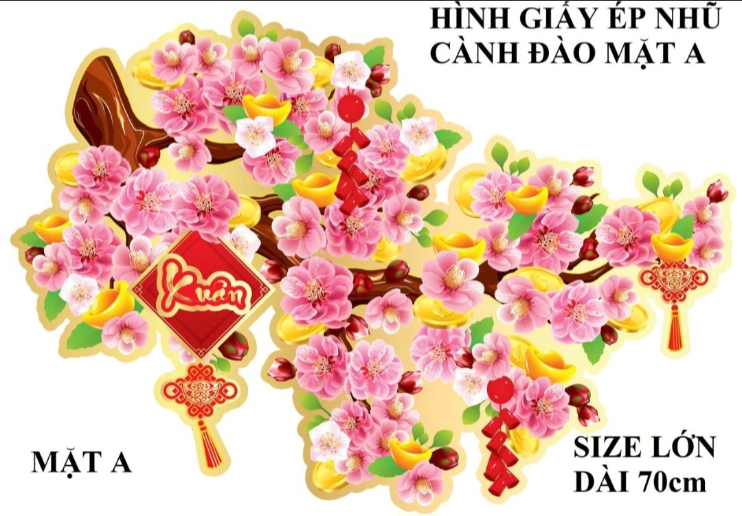 Hình giấy ép nhũ dán cửa trang trí Tết