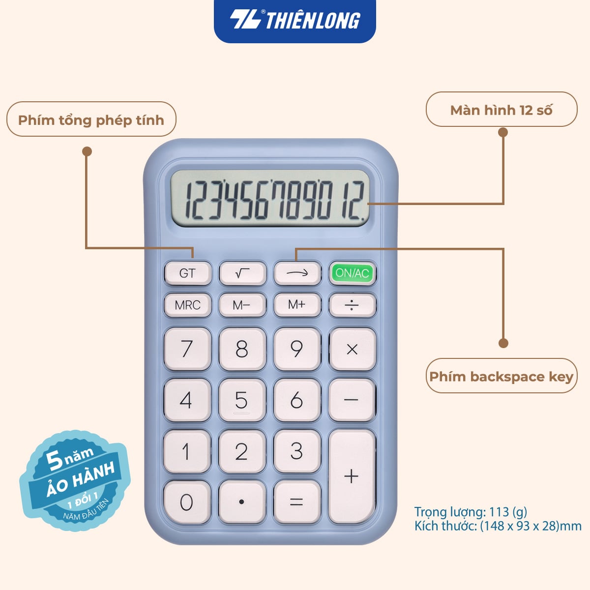 Máy tính Thiên Long Flexio CAL-007 12 số