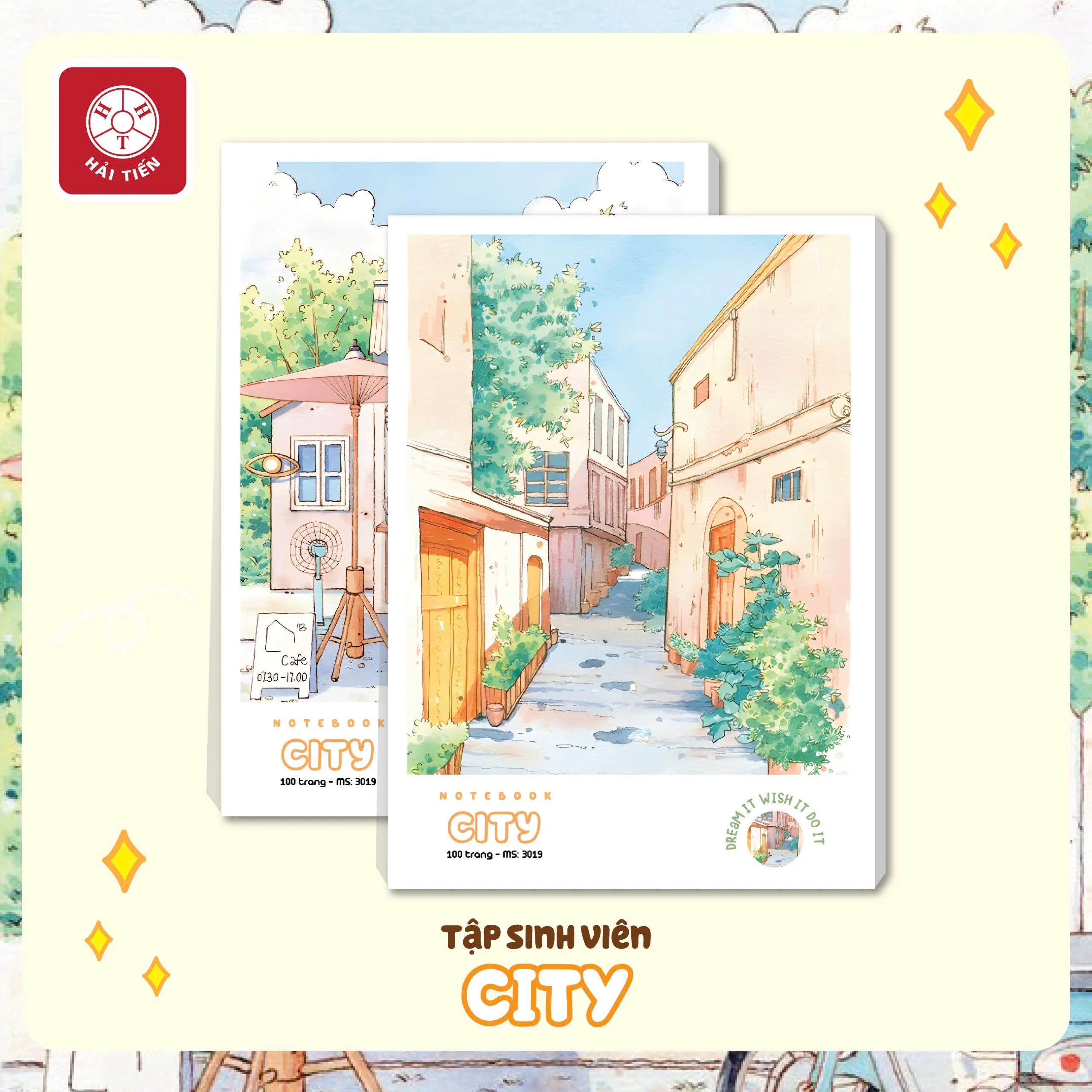 Tập Hải Tiến CITY 3026 200 trang sinh viên B5 60gsm 4 ly ngang (5/70)