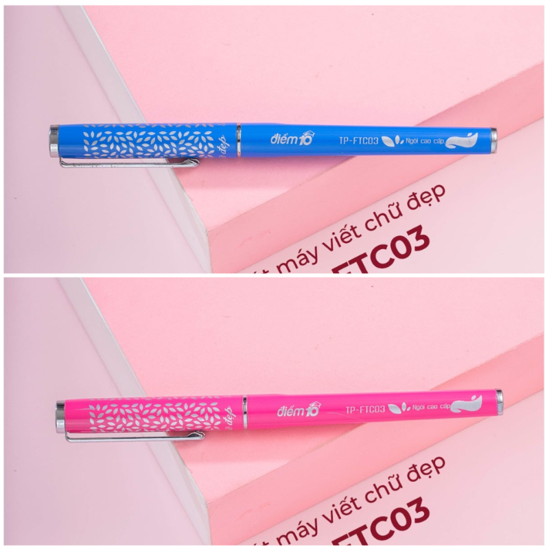 Bút máy Thiên Long Điểm 10 TP-FTC03 ngòi êm vỏ kim loại (10 cây/ khay) - bút bơm mực luyện viết chữ đẹp