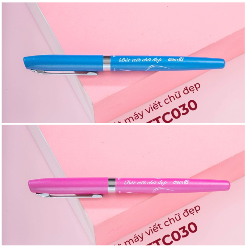 Bút máy Thiên Long Điểm 10 TP-FTC030 ngòi êm vỏ kim loại (10 cây/ khay) - bút bơm mực luyện viết chữ đẹp