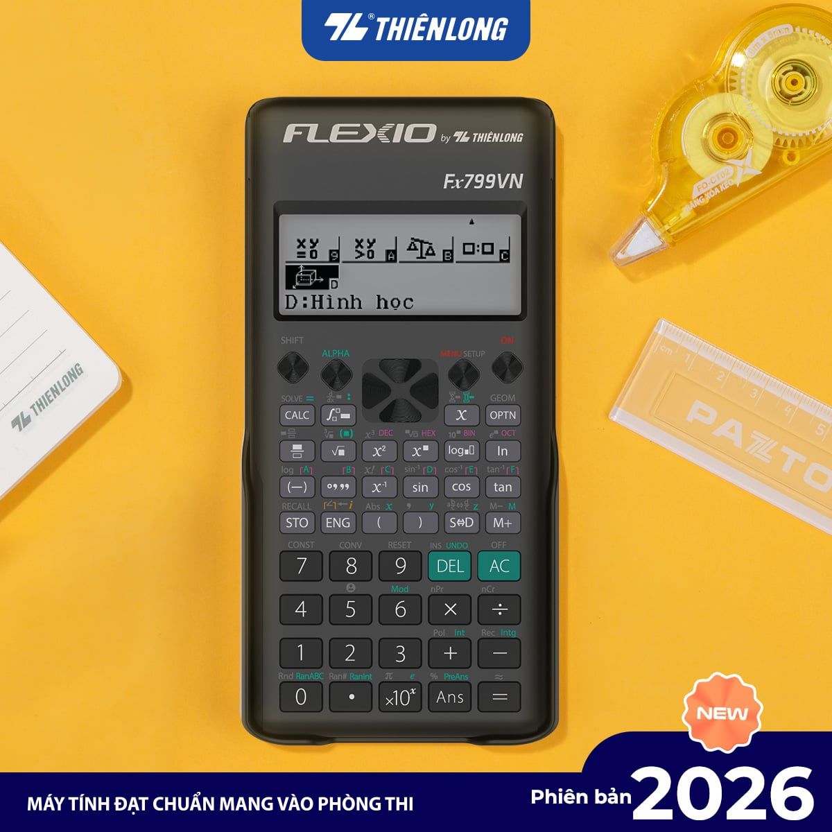 Máy tính Thiên Long Flexio Fx799VN bản mới nhất năm 2026 (bản mới bổ sung tính năng hình học không gian)