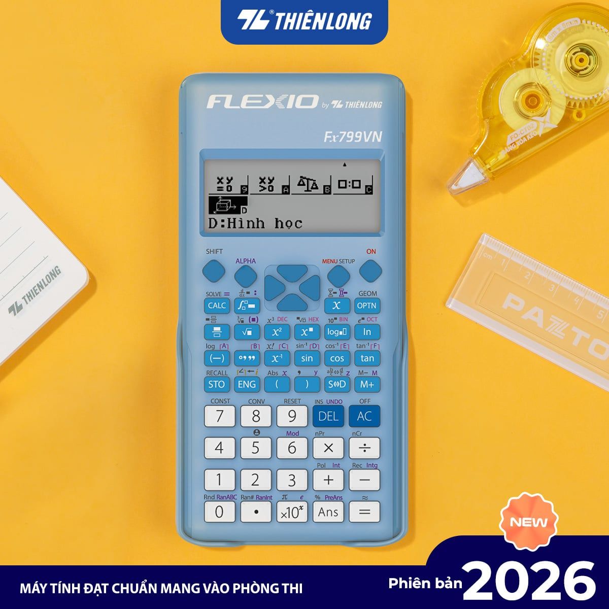 Máy tính Thiên Long Flexio Fx799VN bản mới nhất năm 2026 (bản mới bổ sung tính năng hình học không gian)