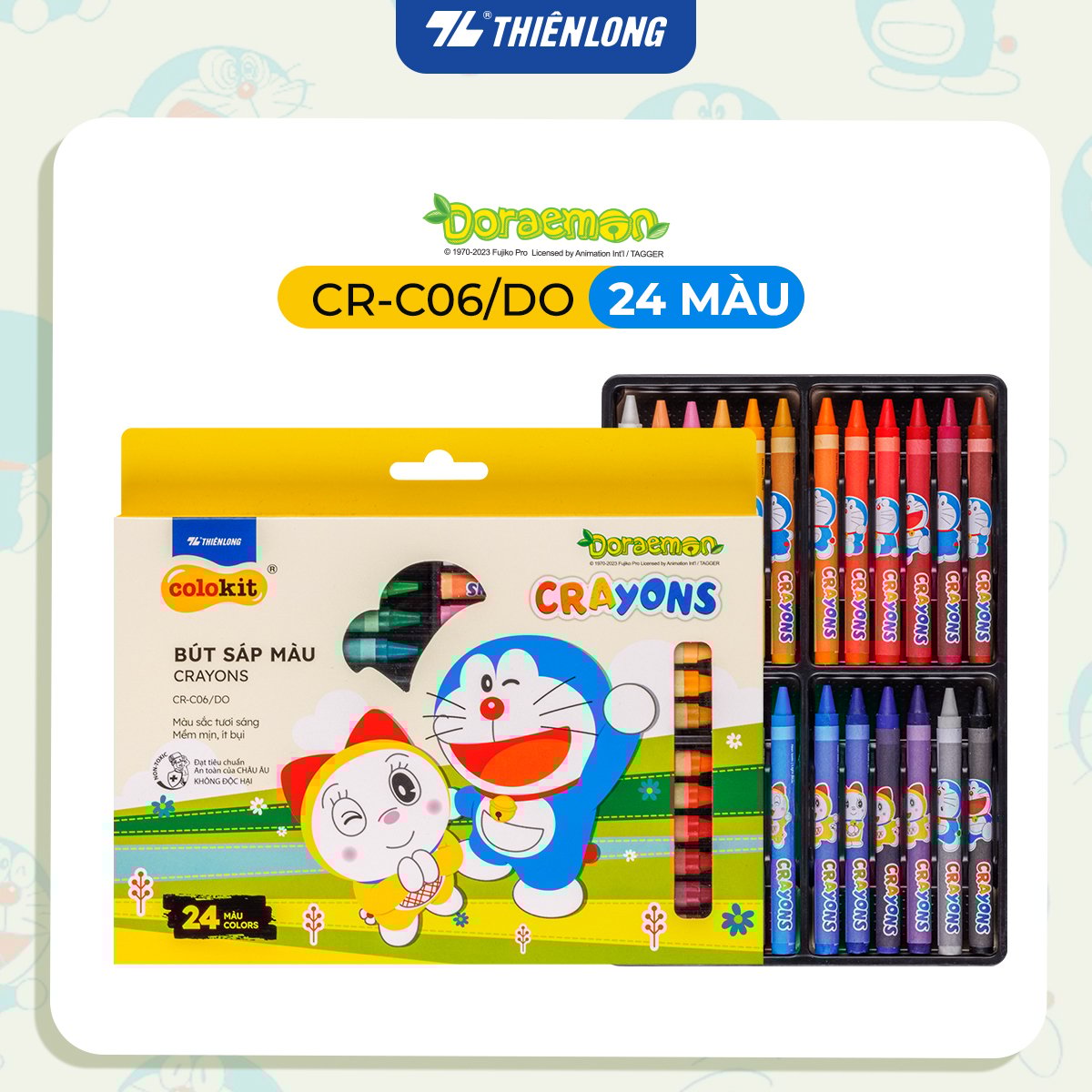 Sáp màu Thiên Long Colokit Doremon CRC04 10 màu, CRC05 16 màu, CRC06 24 màu